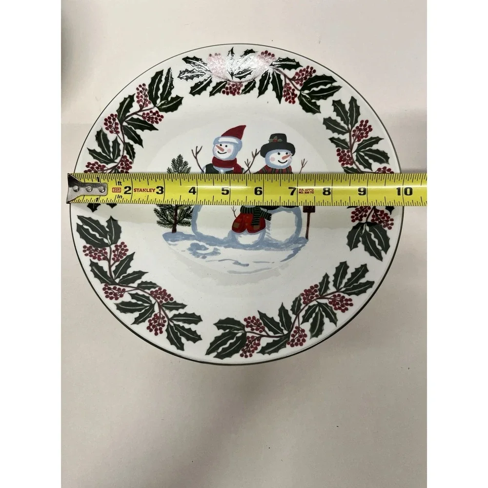 Set of 4 -  GEI Snowman Family and Christmas Tree Dinner Plate 10.5